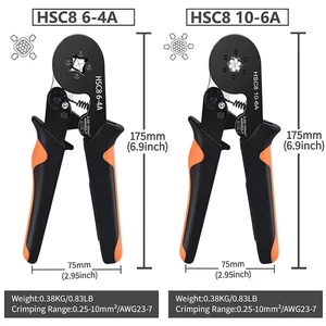 Kit Alat Crimping Ferrule Ratchet Heksagonal yang Dapat Disesuaikan Sendiri 23-7AWG Kit Crimper 0.25-10mm2 dengan Terminal Kawat Lengan Ferrule 8 crimper kabel penjualan terbaik - №