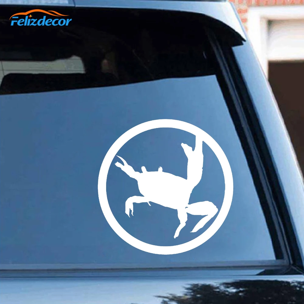 White Crab Trapped Inside The Ring Prodigy Car Sticker For Car Rear Windshield Decoration Removable S1446