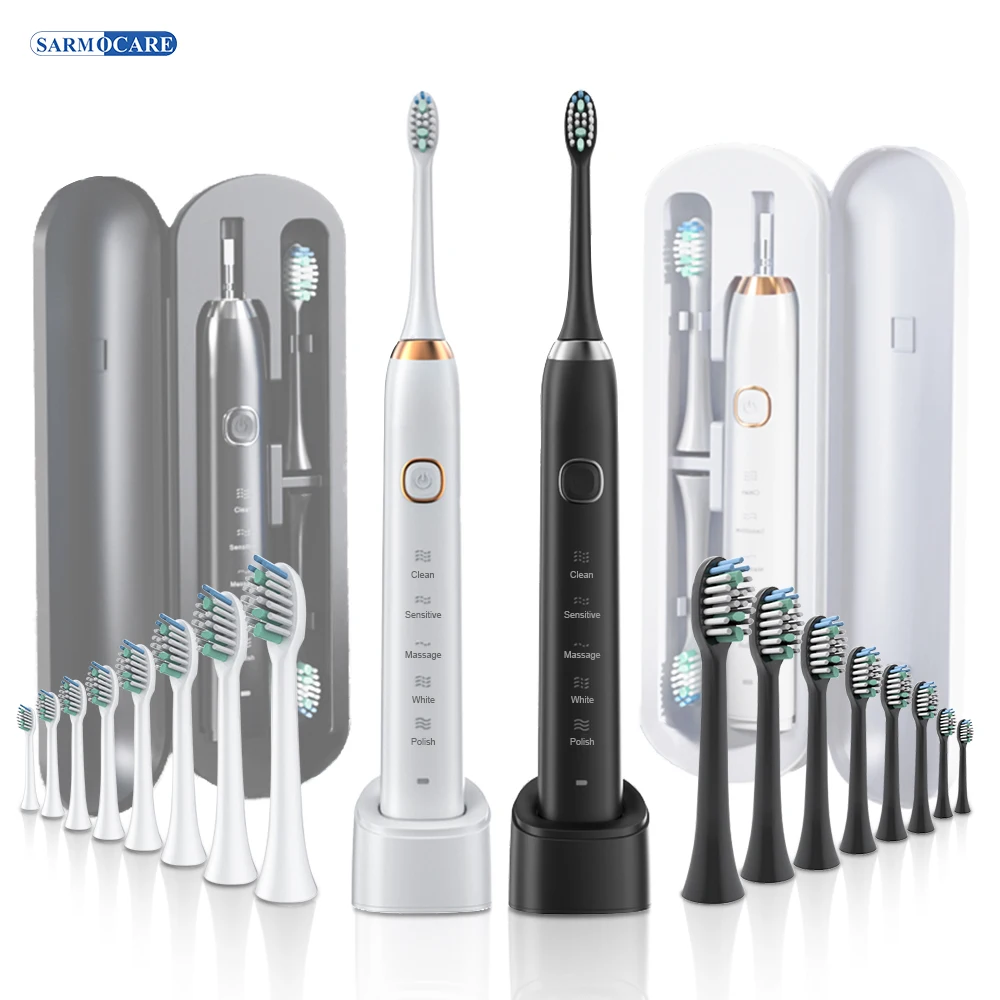 Sonic Electric Toothbrush Smart Adult Ultrasonic Tooth Brush Rechargeable Teeth Whitening  8 Toothbrushes heads Sarmocare S100