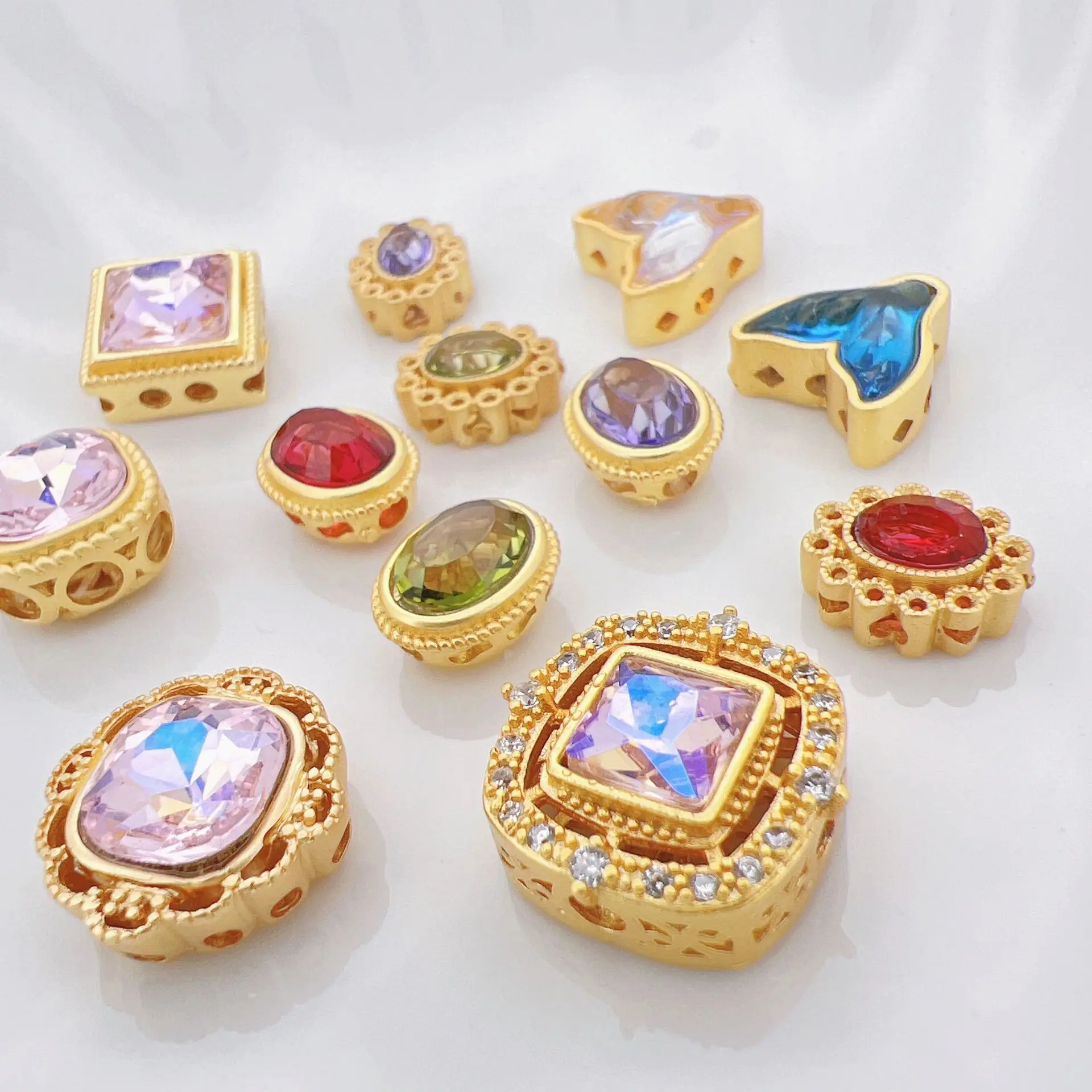 7pc Copper Plated Coloured Zircon Star Purple Beads Spacer Beads Diy Bracelet Necklace Jewellery Accessories Materials Wholesale