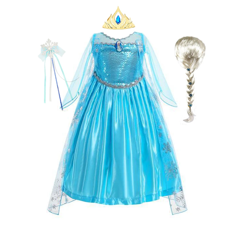 Frozen Elsa Dress for Girls Elsa Costume Snow Queen Anna Dress Cosplay Birthday Party Children Kids Carnival Girl Costume 2024