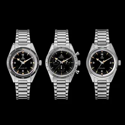 Thron T026 38mm Automatic Watch PT5000 Movement 316L Stainless Steel Sapphire Crystal Luminous Vintage Men's Wristwatch