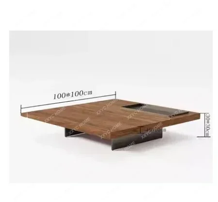 X-S  Minimalist Square Tea Table Solid Wood Simplicity Modern Walnut Color Silent Style Tea Table furniture HG