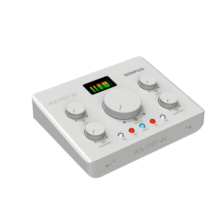 

MIDIPLUS Routist R4 2-канальный микшер для записи, дизайн с 2 входами/2 выходами, USB-внешнее устройство, подходящее для записи ПК и живого пения