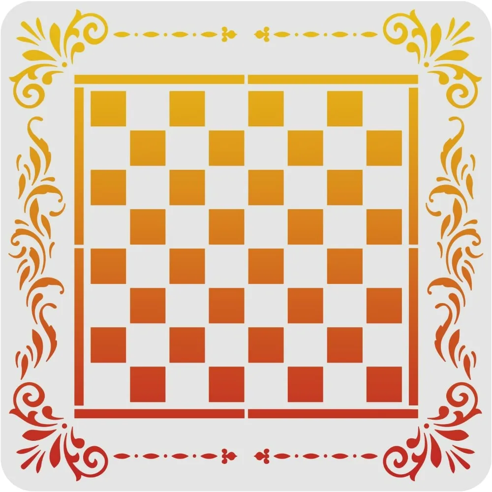 Modern Checkerboard Template 11.8x11.8inch Painting Chess Checkers Lined Gameboard Family Game Home Decor Gift Best Vinyl Large