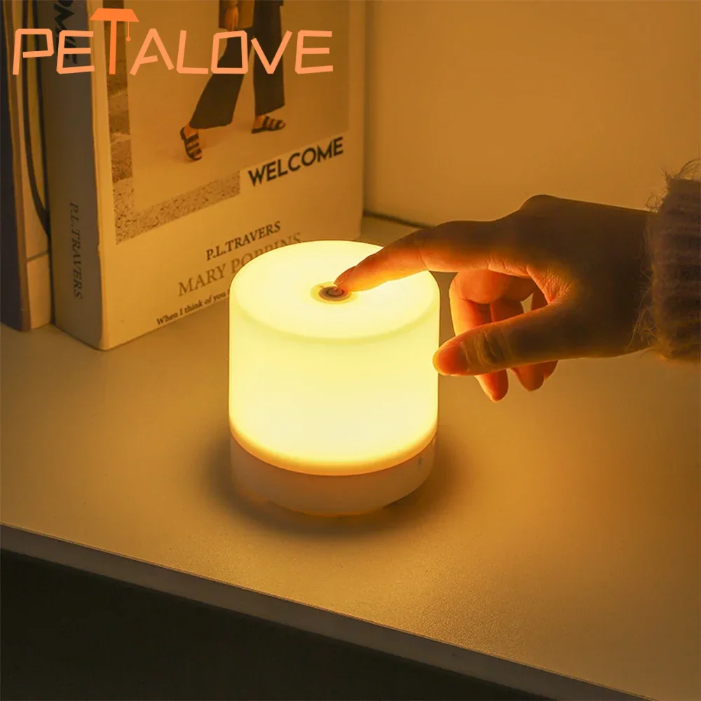 USB LED Night Light Rechargeable/NON Rechargeable Table Lamp Touch Dimming 3 Colors Eye Protection Reading Bedside Desk Lamp
