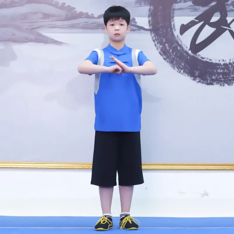 Chinese Style Kids Kung Fu Uniform Set Summer Boys Girls Wushu Training Clothing Tai Chi Performance Tang Suit Kung Fu Outfit