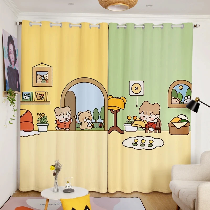 Cartoon Japanese High Blackout Curtain Children's Room Cute Bedroom Thick Blackout Drape Various Styles and Patterns Curtains