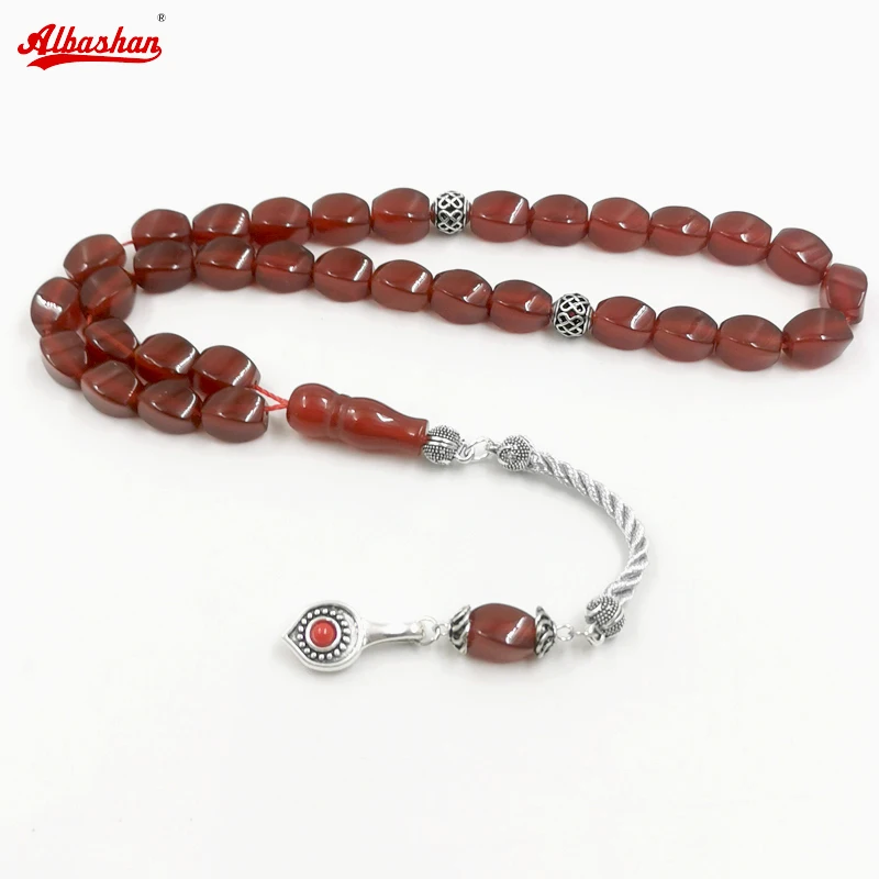 

Gemstone Tasbih Natural Brazil Red Agate stone Islamic misbaha bracelet prayer bead turkish fashion Gift eid Muslim accessories