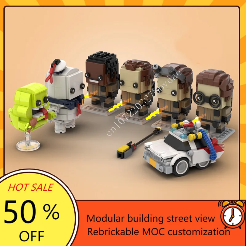 

1045 шт. MOC классические мультяшные фигурки охотников за привидениями, Кадиллак, модель призраков, индивидуальная головоломка, архитектура, сделай сам, образование, сборка, подарки