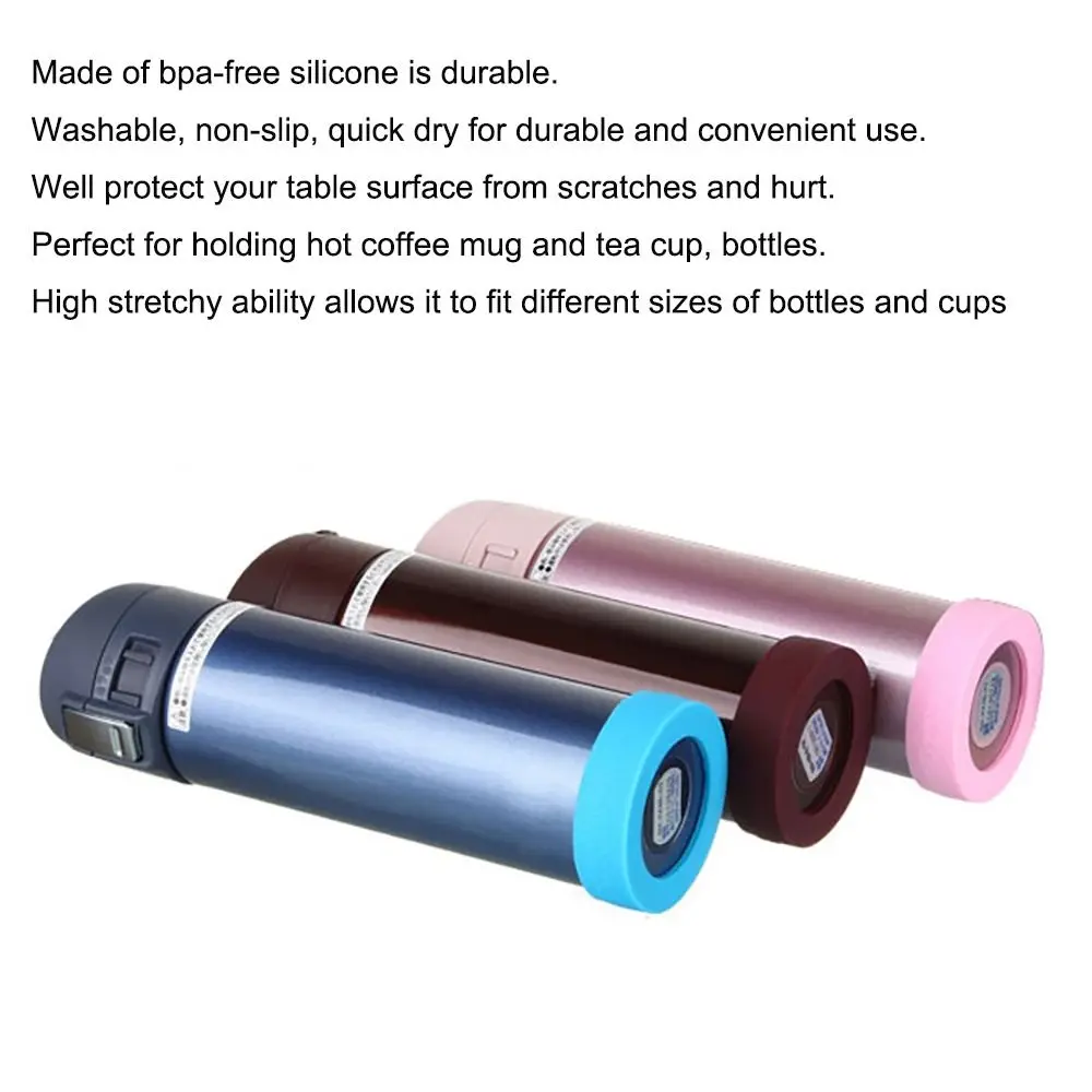 Water Drink Bottle Pad Silicone Water Cup Coasters Non-Slip Wearresistant Water Bottom Sleeve Vacuum Cup Bottom Mat Mug