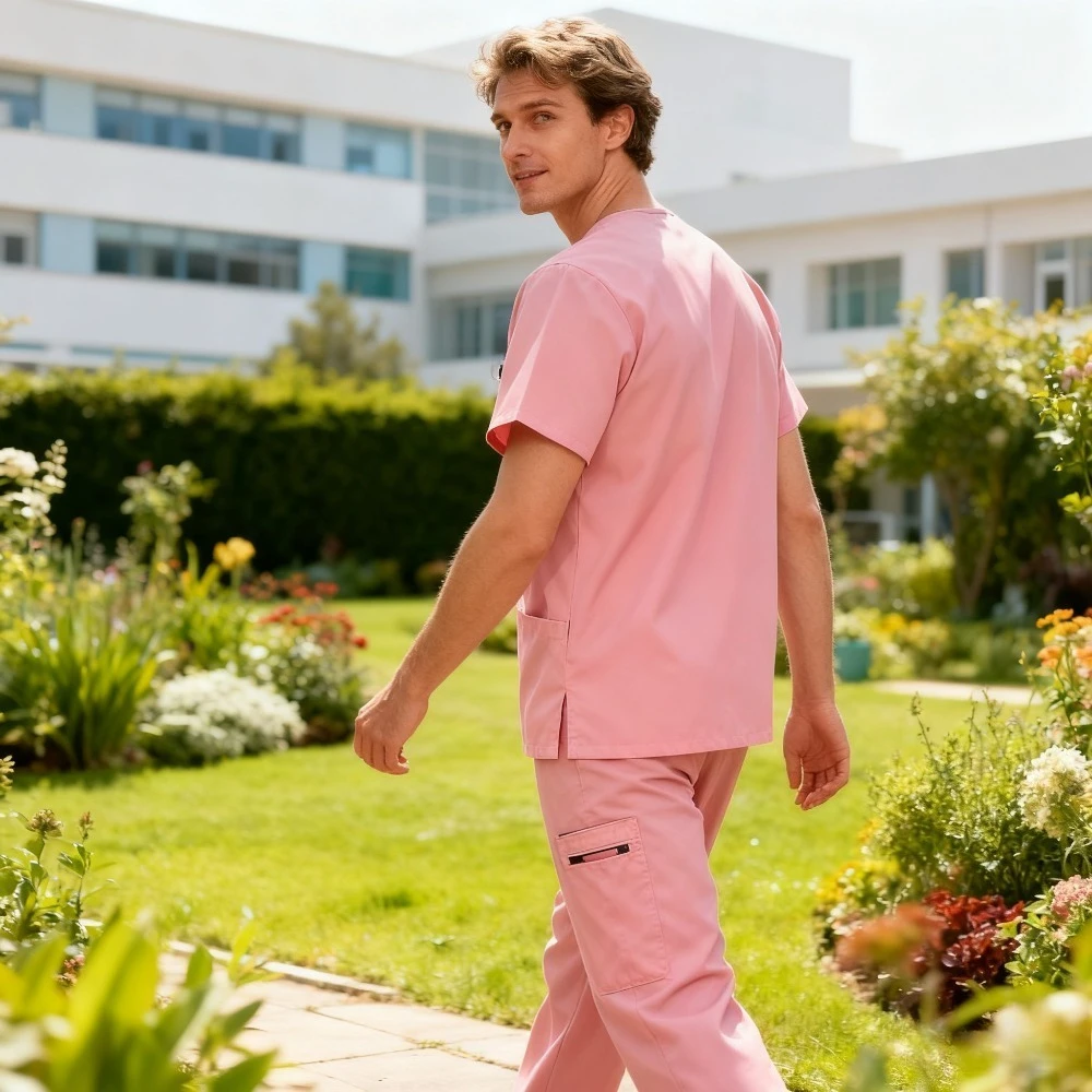 Women's Short Sleeve Scrub Suit - Uniform for Operating Room, Skin Care Clinic & Nursing Duty, Isolation Garment