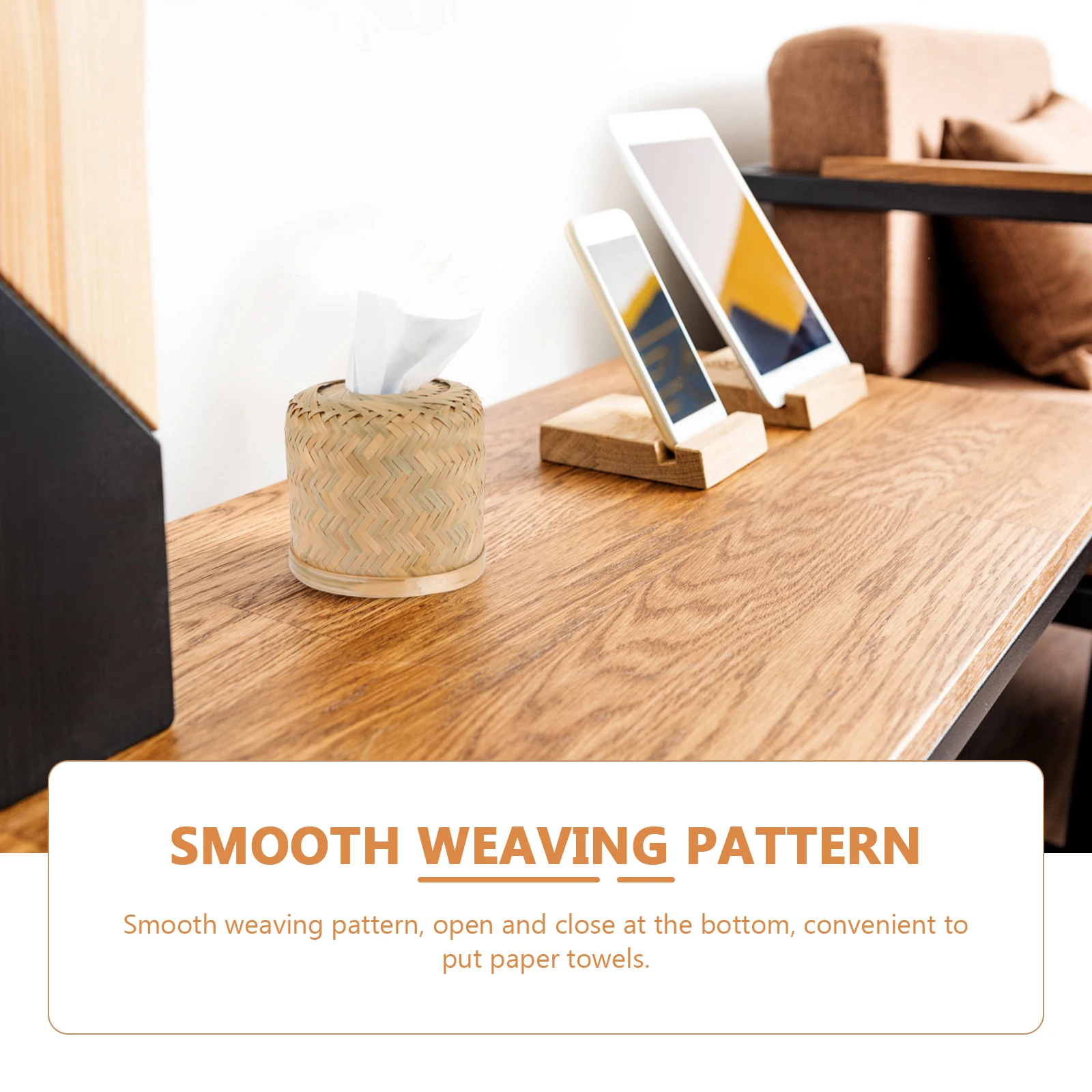 

Bamboo Tissue Box Woven Container Napkin Case Holder Vintage Home Accessory Sturdy Material Bathroom Bedroom