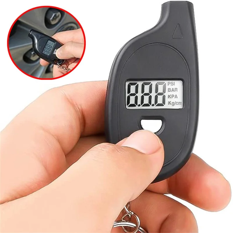 Mini portachiavi Style Tire Gauge Display Lcd digitale Tester di pressione dell\'aria per pneumatici per Auto misuratore di allarme di sicurezza per