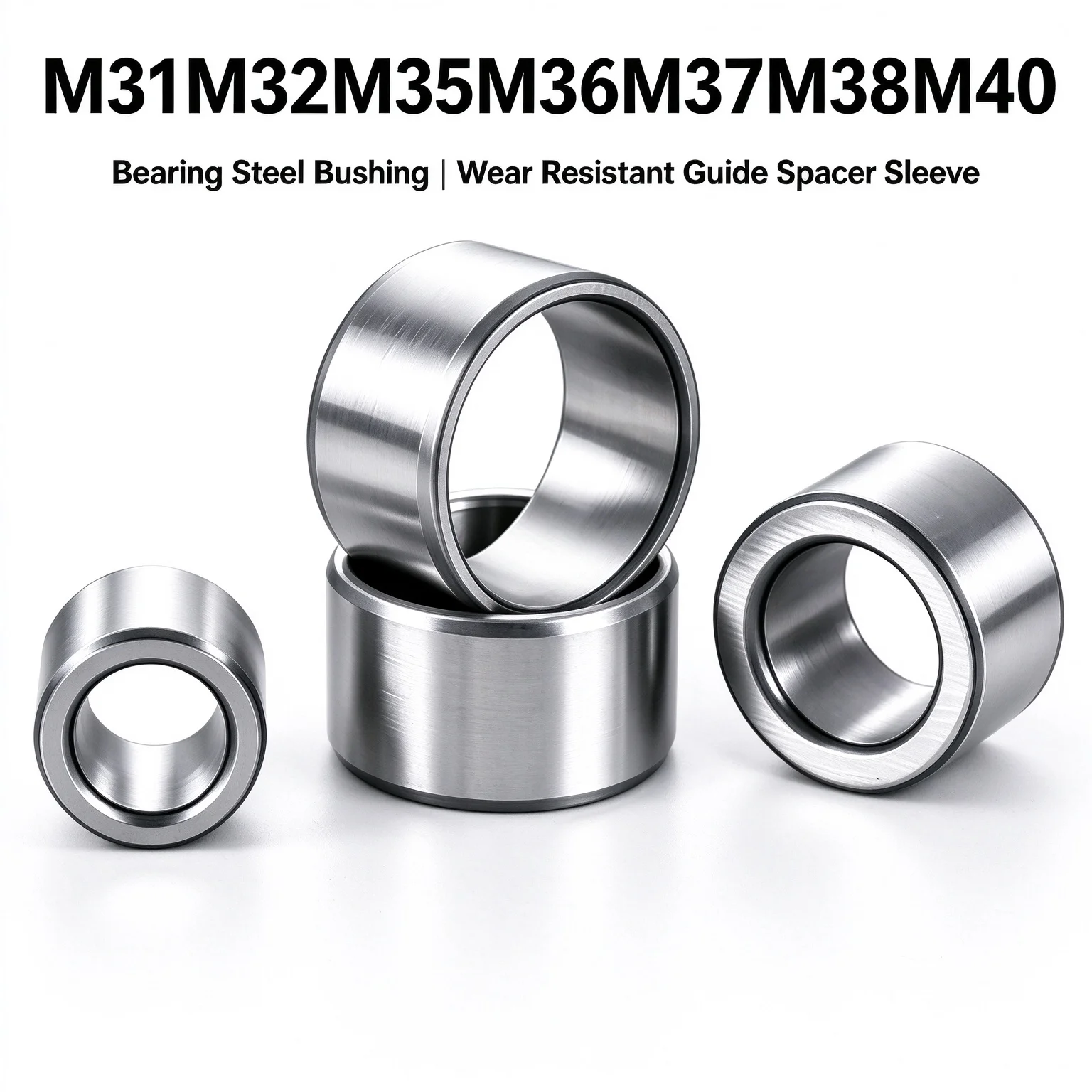 ID31/32/33.5/35/36/37/38/40mm Bearing Steel Bushing Unthreaded Tubular Separators Hollow Pillars Support Shims Round Isolators