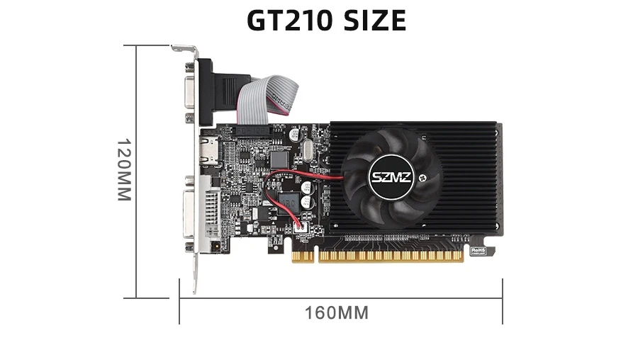 2024 Hot Selling Gt210 1G Independent Graphics Card Dual Fan Desktop Gaming High Resolution Display Graphics Card