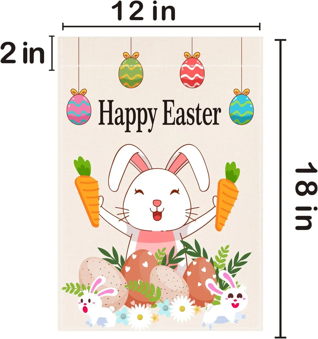 Happy Easter Garden Flag,Welcome Easter Garden Flag Easter Egg Carrots Bunny Garden Flag Double Sided Burlap 12 x 18 Inch Ya SSL
