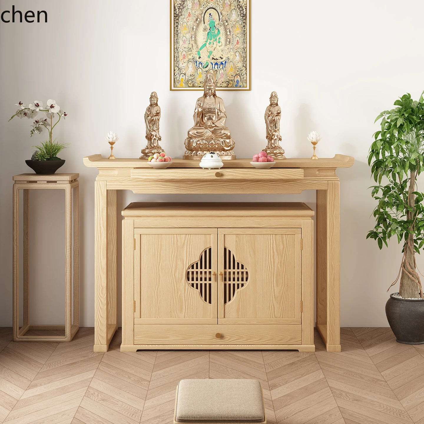 CZ  Solid Wood Altar Incense Table Home Buddha Altar Buddha Shrine God of Wealth Offering Table Guan Gong Altar
