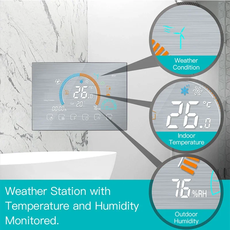 Customized Tuya WiFi Thermostat Temperature Controller Underfloor Water/Gas Boiler Weather Station Smart Alexa Voice Control