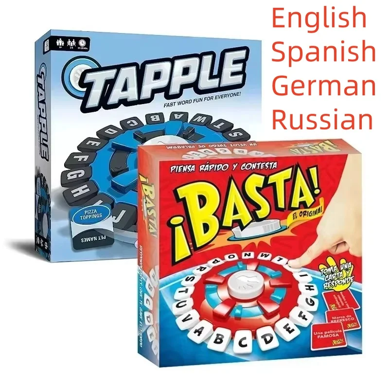 Basta Think Word Game Fast paced Family Tapple Board Game Adult Quick Thinking Letter Pressing Puzzle Game English Spanish Germa