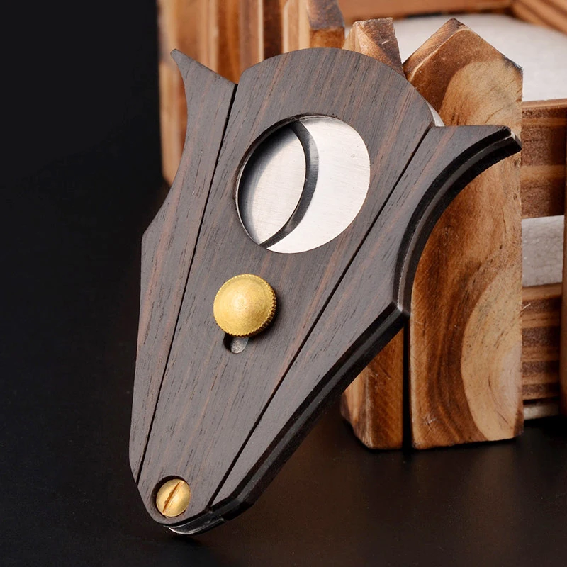 

Wooden Exquisite Cigar Scissors, Stainless Steel Double-Edged, Personalized Bat-Shaped Portable Cuban Cigar Cutting Tools