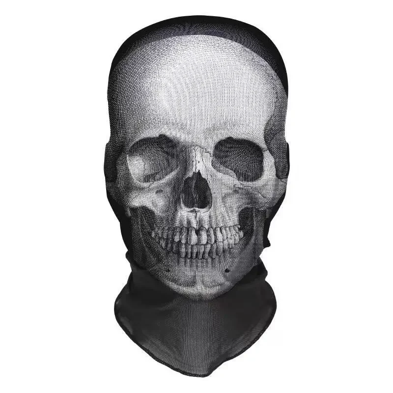 Halloween Skelett Maske elastische Mesh Kapuze gruselige Party Cosplay Prop atmungsaktive Gesichtsbedeckung Kapuze