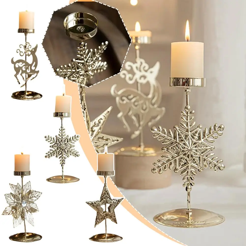 Christmas Votive Candle Holder Metal Tealight Holder Xmas Tree Elk Snowflake Patterns For Winter Xmas Table Centerpiece Dec C8h7