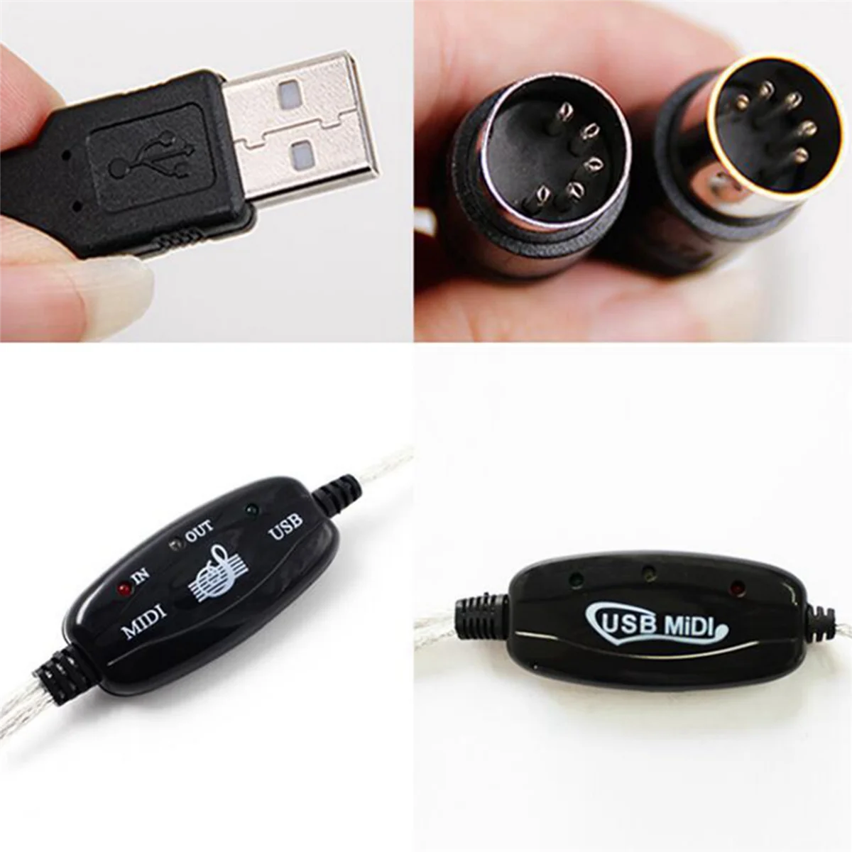 B50B-2X USB To MIDI 5Pin Cable Converter 2In 1 To PC Audio Output Editing For Piano Electronic Electronic Musical Instruments
