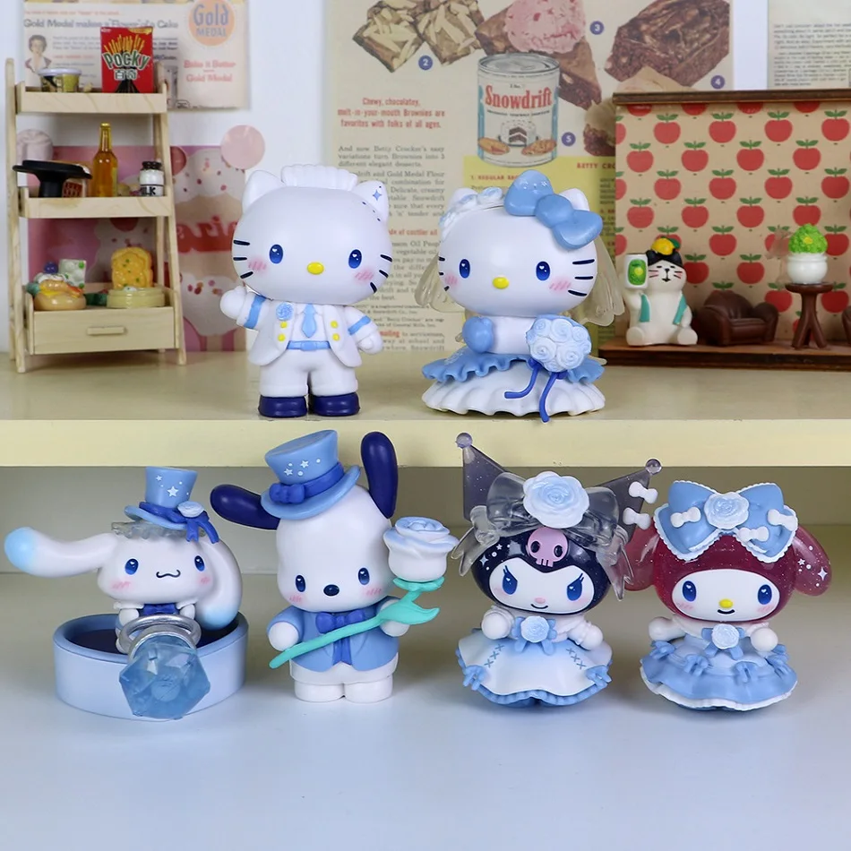 Sanrio Romantic Wedding Series Blind Box Figurine Trendy Toys Kuromi Melody Hello Kitty Anime Figures Mystery Box Dolls Gift view 3