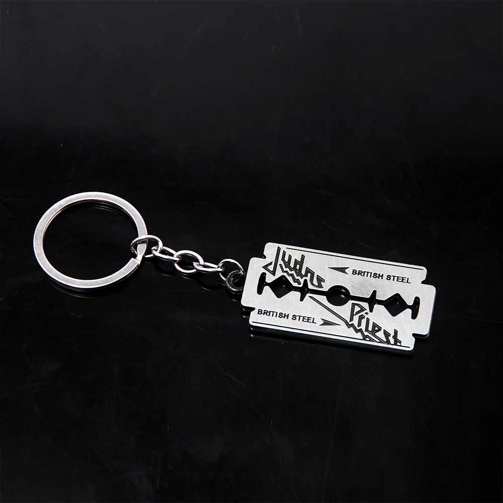 2024 New Keychain Hip Hop Rock Band Judas Priest Blade Razor Shape Pendant Key Chain Men Metal Keyring Chaveiro Jewelry