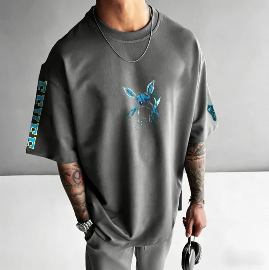 بوكيمون أنيمي جلاسيون تي شيرت قطني مطبوع 2026 للرجال والنساء صيف جديد الشارع الهيب هوب عادية فضفاض Y2K الوالدين والطفل #2