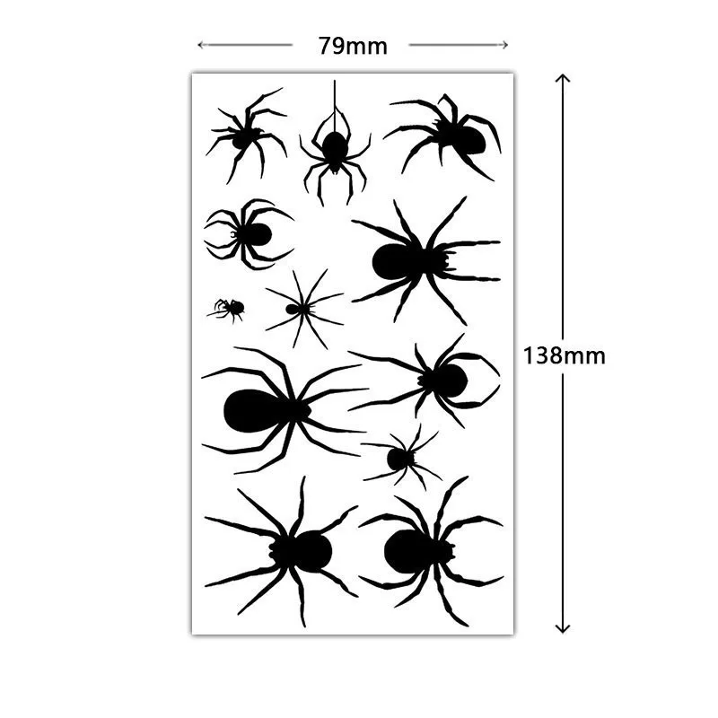 1sheet Halloween Tattoo Sticker Paper Spider Tattoo Sticker Bat Tattoo Sticker