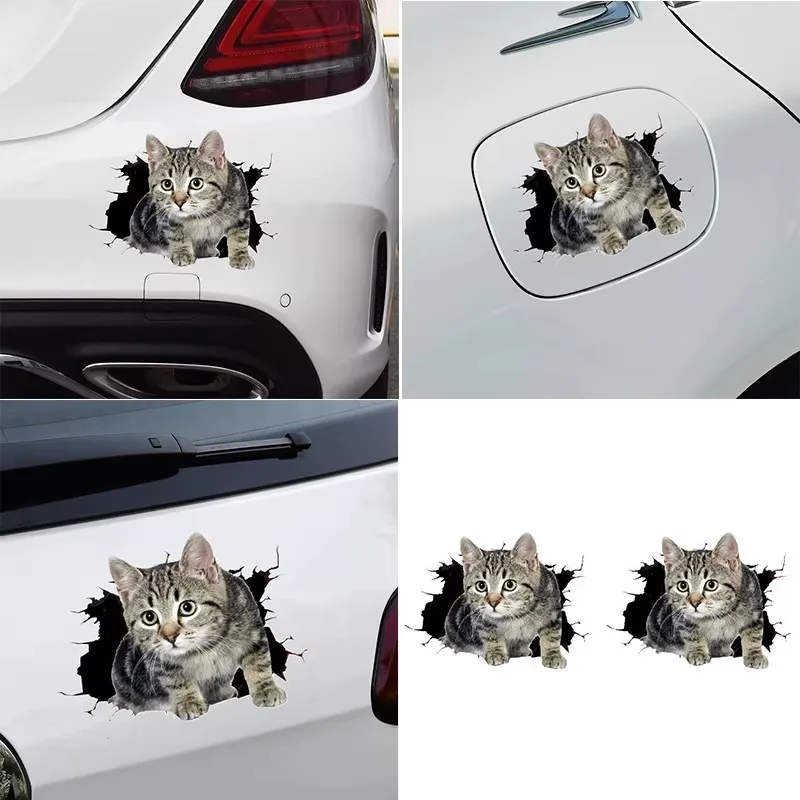 Car 3D Stereo Cat Big Dog Scratch Masking Sticker Cute Car Sticker Animal Creative Decal Car Stickers Accessories