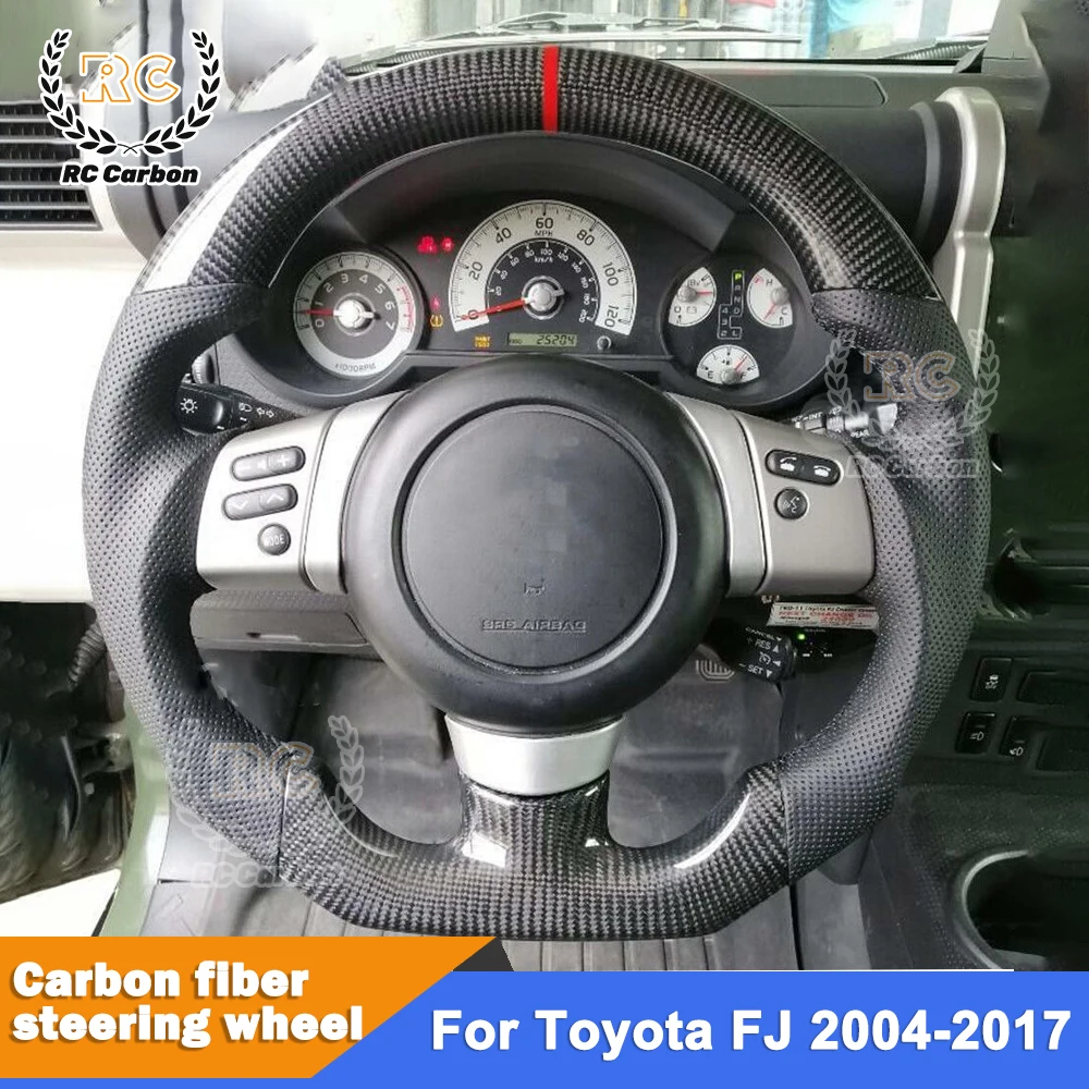 

Real Carbon Fiber Steering Wheel For Toyota FJ Cruiser 2007 2009 2010 2011 2013 2016 2017 2018 2019 2020 Car Accessories Red