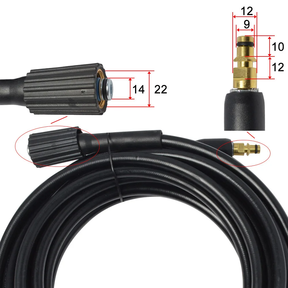 Replacement High Pressure Water Hose 6m 10m 15m for Karcher k Series Pressure Washer High Pressure Hose 2320 psi with M22 Thread