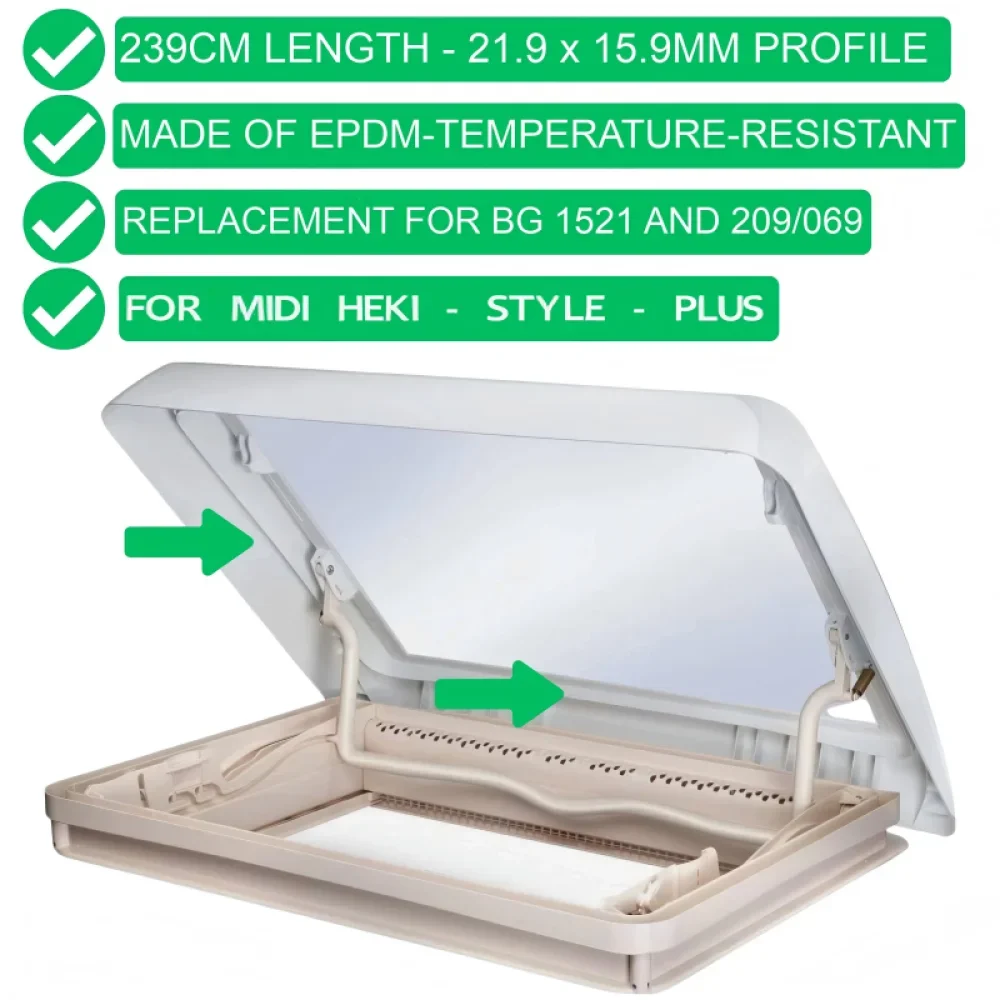Wohnwagen-Außenrahmenfensterdichtung für Dometic Midi Heki Dachfenster Dachluke Fensterdichtung BG 1521 Artikelnummer 209069 – Detail 7