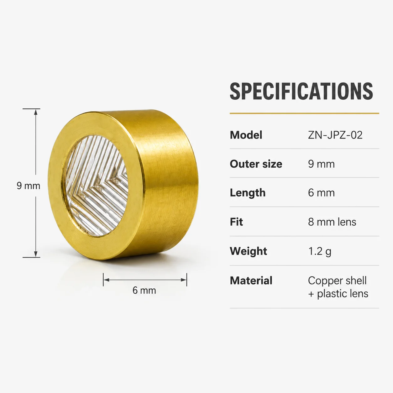 ZhonNa 9mm Optical Focusing Laser Lens Holder Copper Shell for 8mm Cross Line Diode Module Cutting Machine Laser Equipment Parts