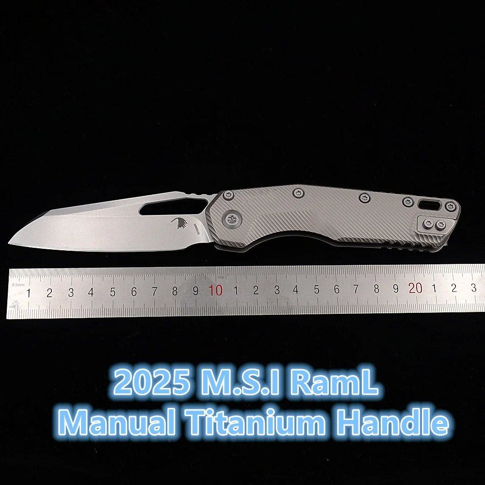 

JUFULE MSI Ram Manual Open Titanium Handle Ball Bearing Mark M390MK Hunt Survival Tactical EDC Tool Folding Camping Pocket Knife