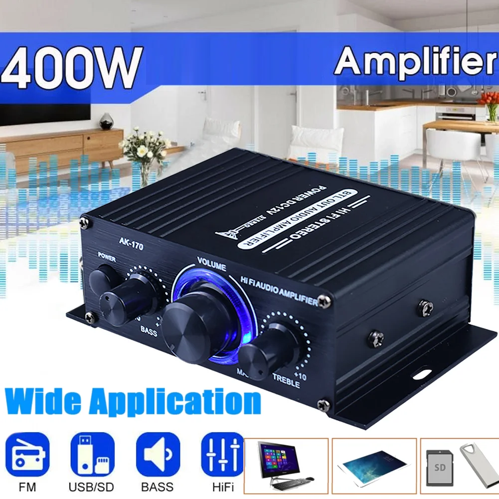 

NEW Pro HiFi Stereo Audio Power Amplifier Aluminum Alloy 200W+200W Left Right Dual Channel Power Amplifier with RCA Input