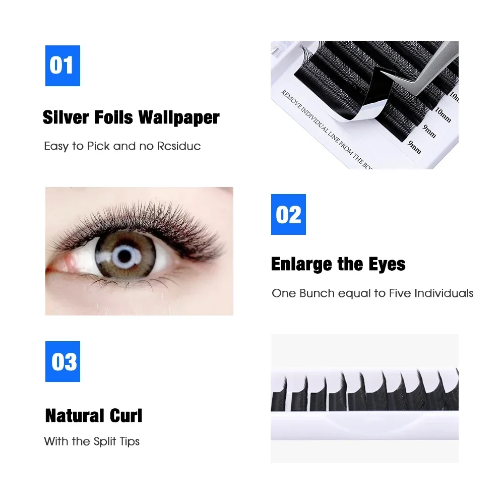 Wendy Two Tips 6D W Shape Lashes Extension Two Tip 3D Premade Volume Fan High Quality Fake Eyelashes Supplies Natural Look Lash