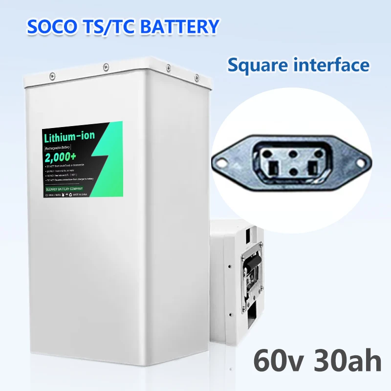 Super SOCO TS TC Akku 17S 60V 30AH 40AH 50AH 60Ah Original-Ersatzakku mit Bluetooth-App Große Kapazität + Ladegerät