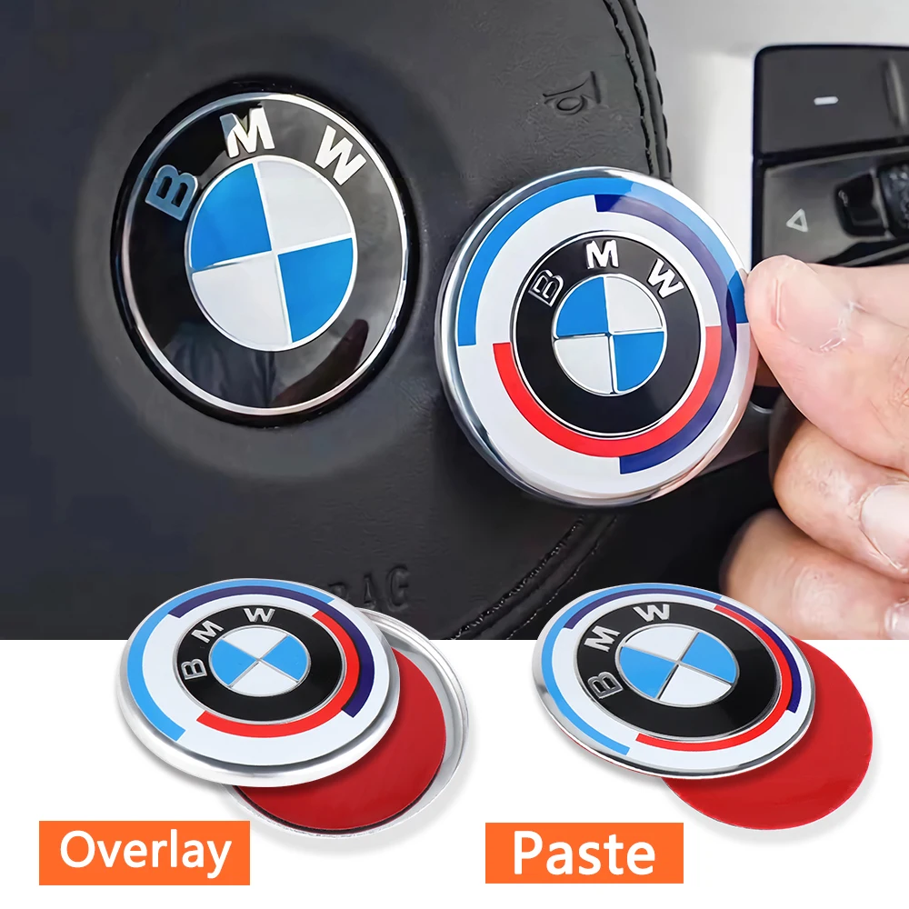 1PCS 44/46mm Car Steering Wheel Badges Emblem Stickers For BMW G01 F10 F20 G30 F30 F31 E36 E87 E60 E46 E91 X3 X5 Auto Decoration