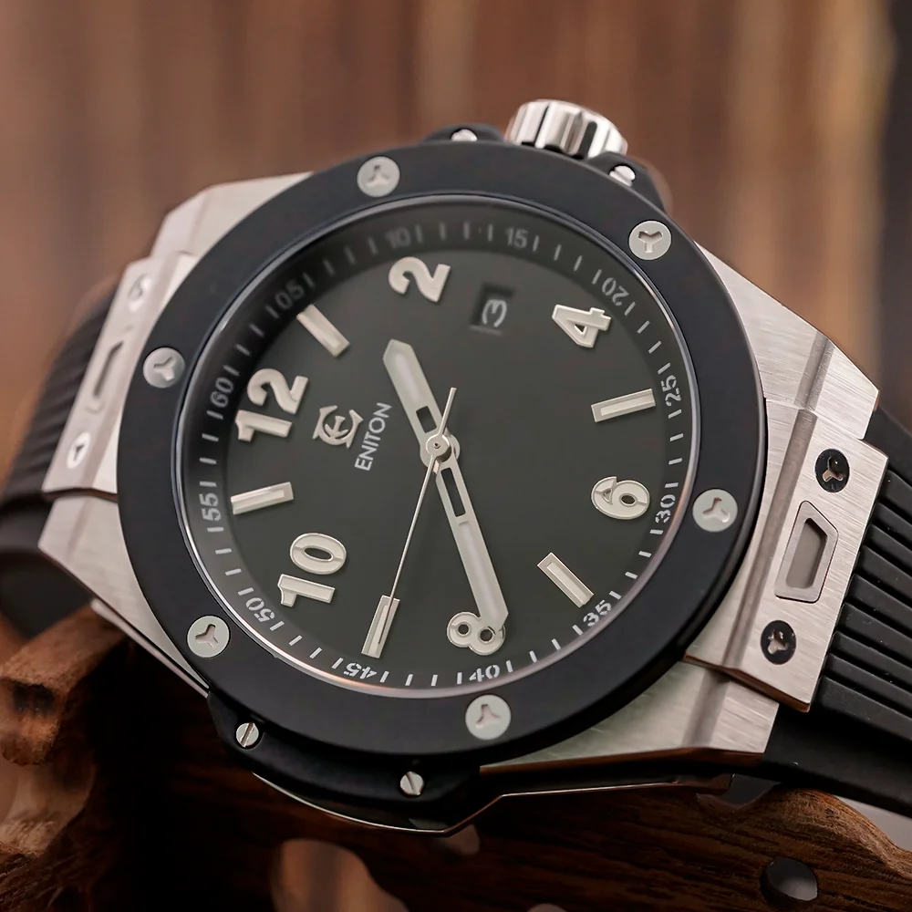 ENITON 42mm movimento automatico in acciaio inossidabile luce notturna da lavoro retrò lusso NH35 orologio impermeabile reloj hombre