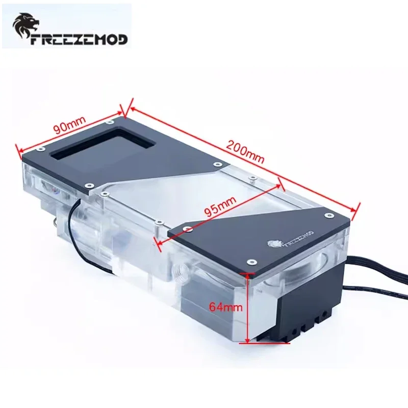 FREEZEMOD Magnetic Suspension Square Pump Box AIO Reservoir, Air Pressure/Speed/Flow Rate/Temperature Digital Display,960L/H
