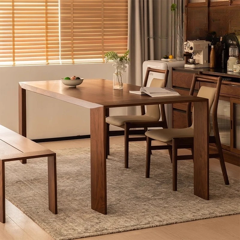 

North American black walnut tenon dining table and chairs home eating table retro solid wood tea table desk desk workbench