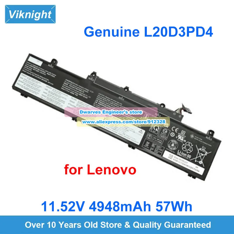 Genuine L20L3PD4 Battery 11.52V 4948mAh 57Wh for Lenovo ThinkPad E14 Gen 2 20T6 20T7 20TA 20Y7 Gen 4 21E3 E15 Gen 4(Intel)21E60