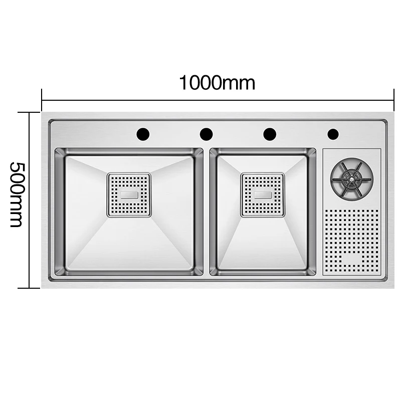 Imagem -05 - Asras Cozinha Pia Dupla Handmade Escovado mm Espessura Grande Tamanho Furos Pia de Cozinha Dupla com Copa Rinser Pias