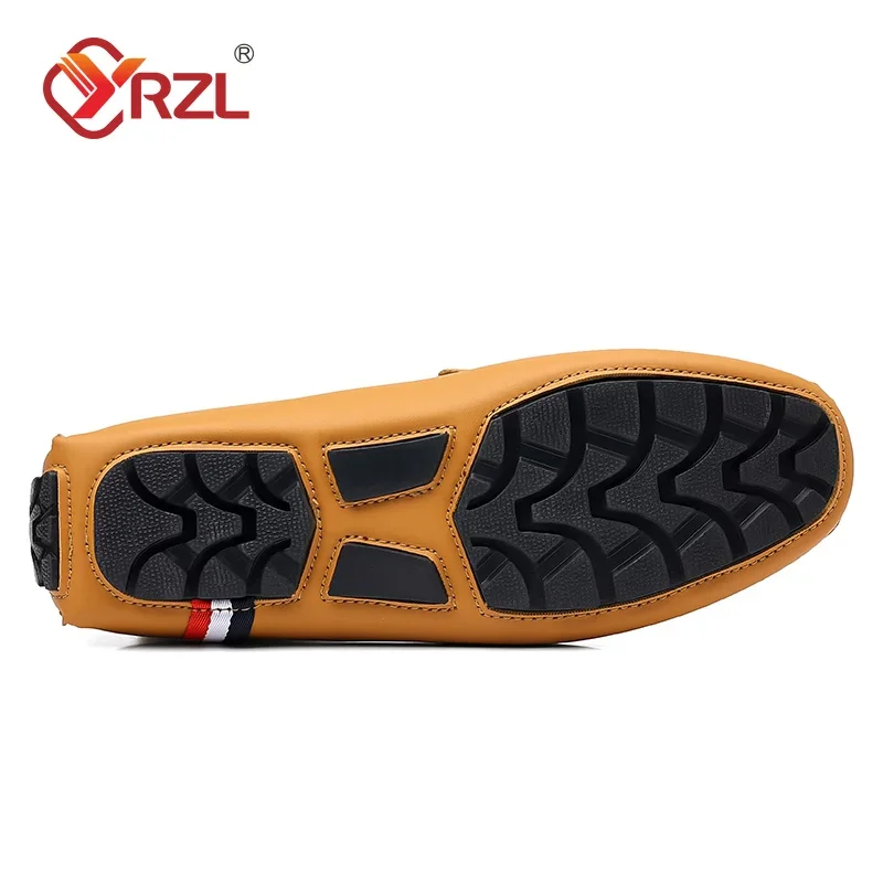 YRZL Loafers Men Shoes Slip on Moccasins Mens Breathable Black Brown Casual Shoes Luxury Brand Loafers Driving Shoes for Men