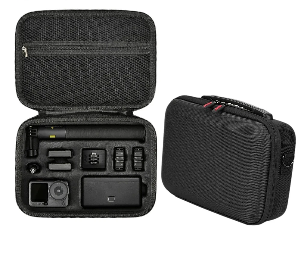 

For DJI Osmo Action 6 PU Leather Handbag Anti-pressure Storage Box Shoulder Bag Hard Shell Carrying Suitcase Camera Accessories