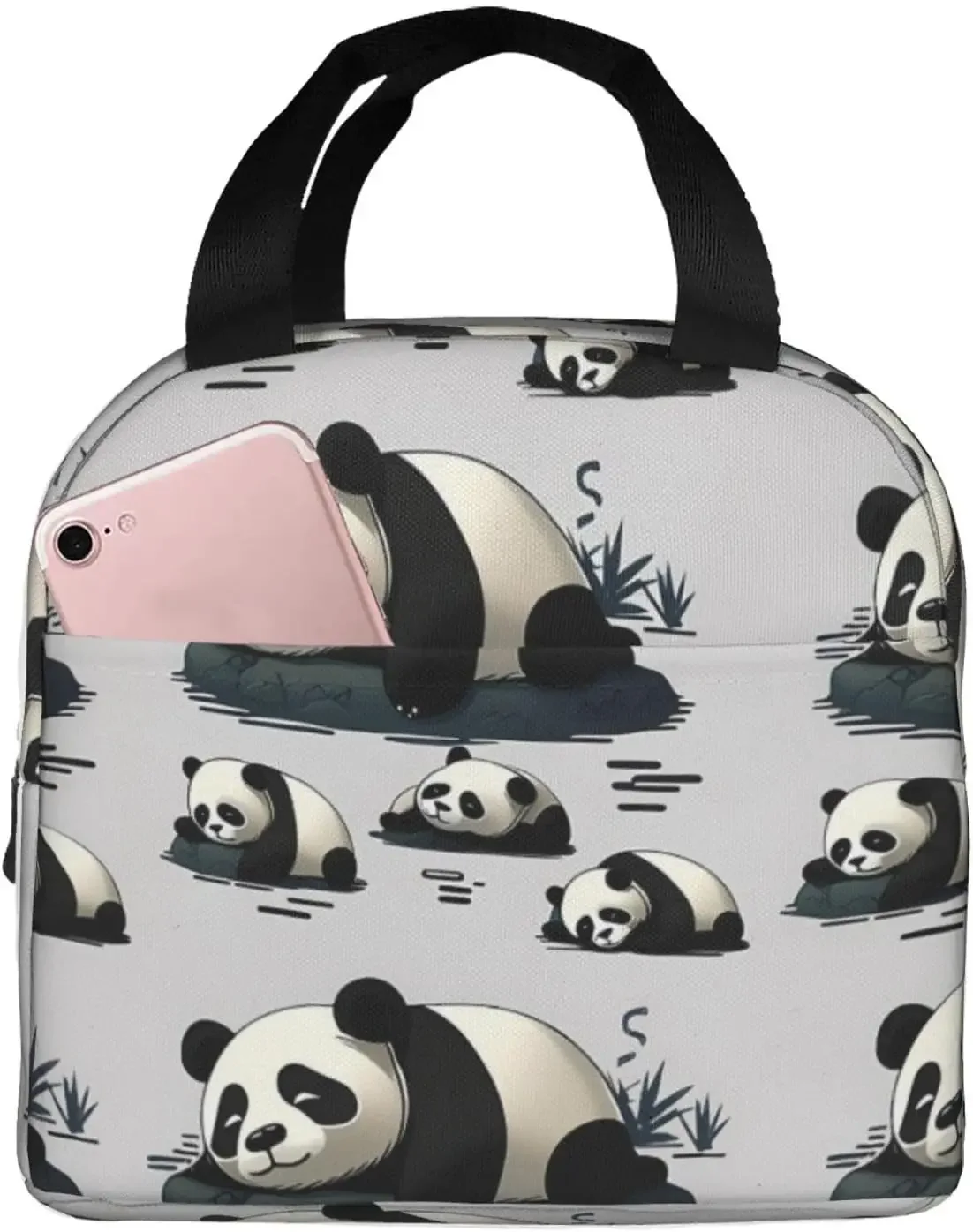 Lying Panda Family Insulated Lun Bag Thermal Freezable  Tote Waterproof Bento lun Box, Women Men Lu n  For Picnic